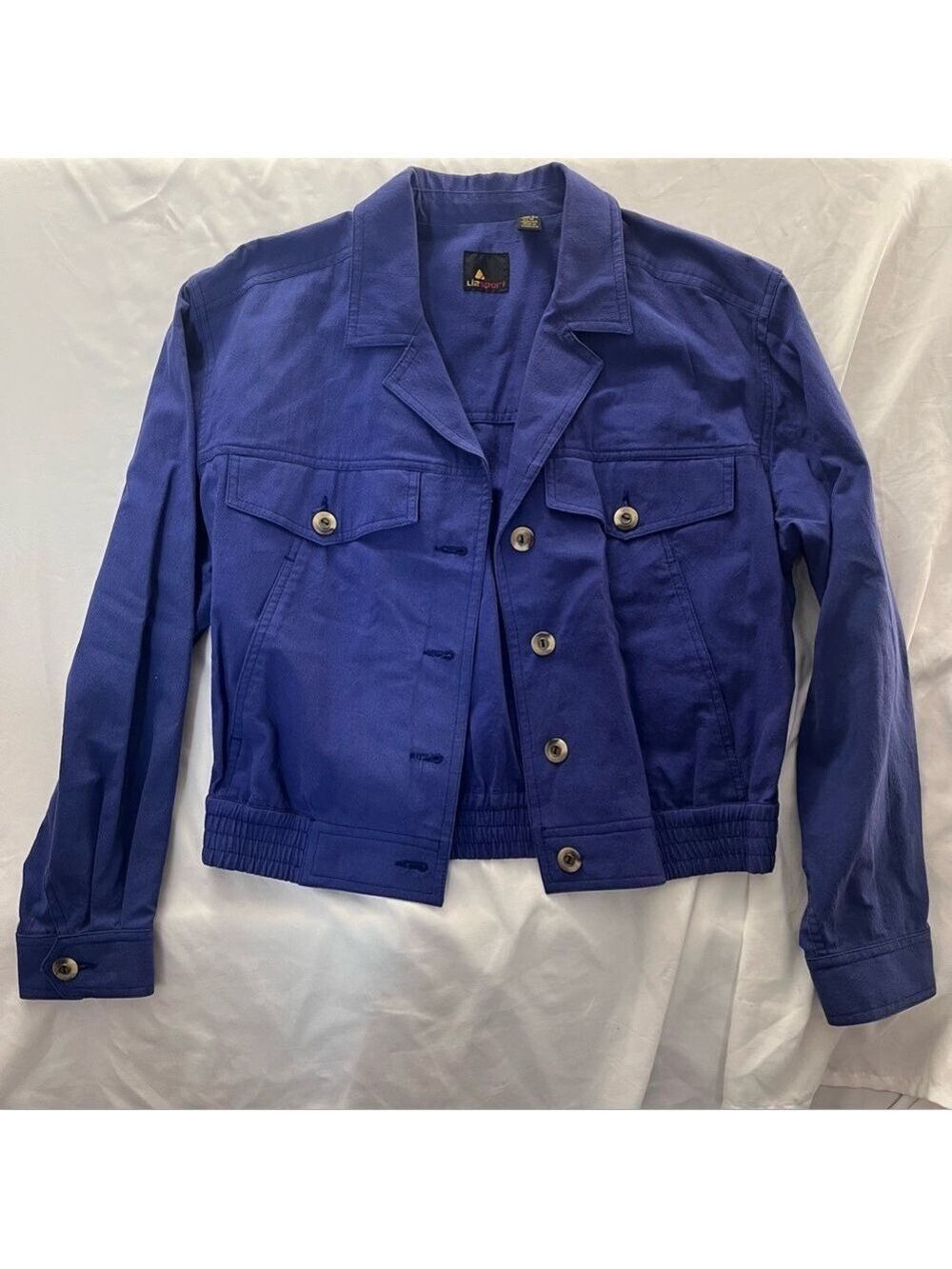 Vintage 80s Lizsport Blue Cotton Bomber Jacket Made in Yugoslavia M